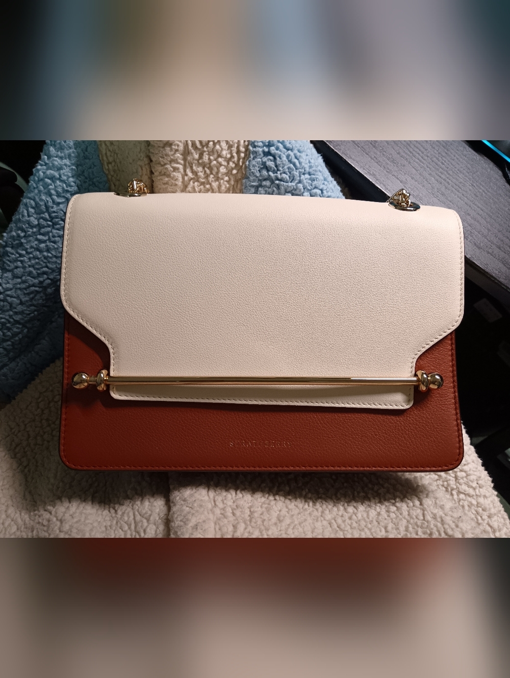 Strathberry Vanilla and Brown East/West Shoulder Bag